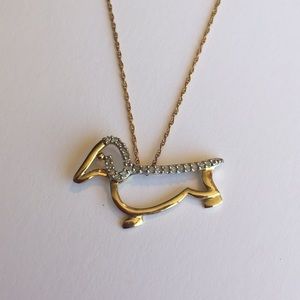 Yellow Gold and Diamond Dachshund Pendant